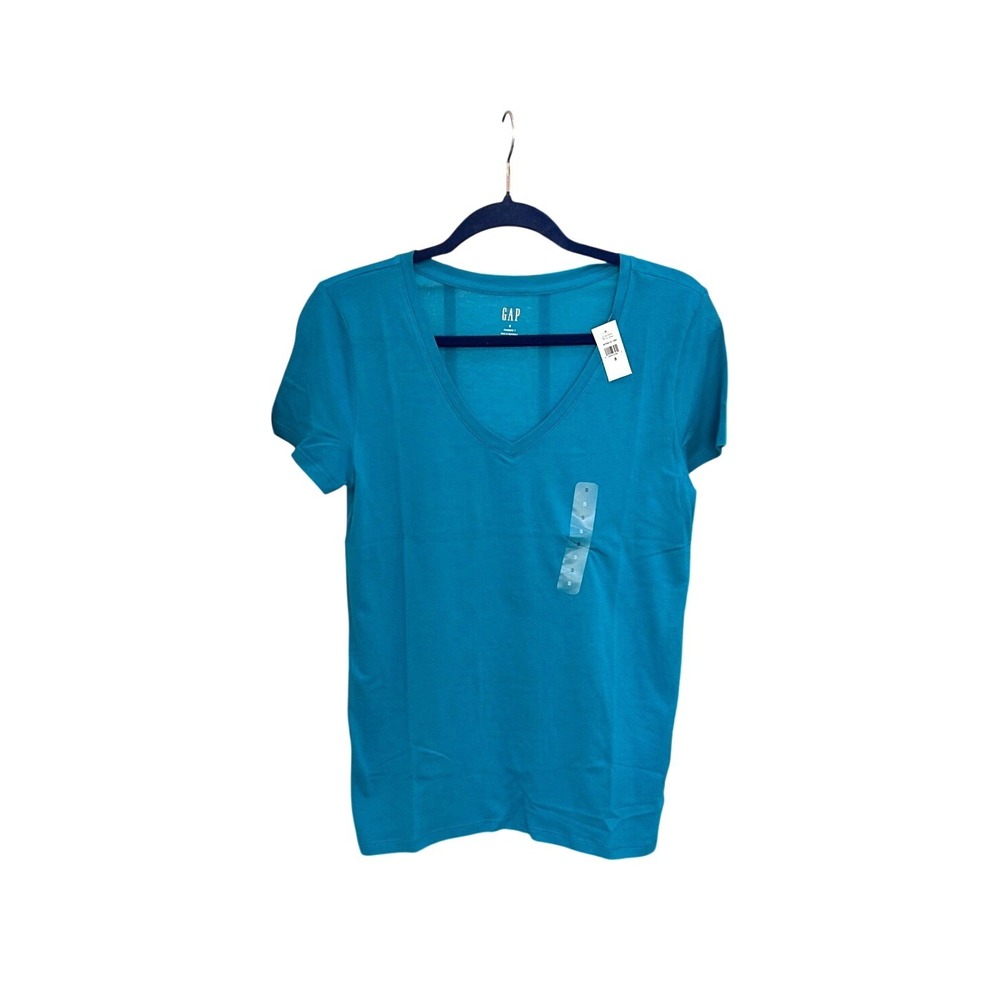 GAP Favorite T Women S Teal Blue V-Neck Short Sleeve Cotton Modal Blend T-Shirt